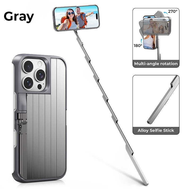 TIDEOK Bluetooth & Extendable Selfie Stick Phone Case for Iphone 13/14/15/16, Shockproof Protection, Abs+Alloy – Handheld for Concerts & Travel
