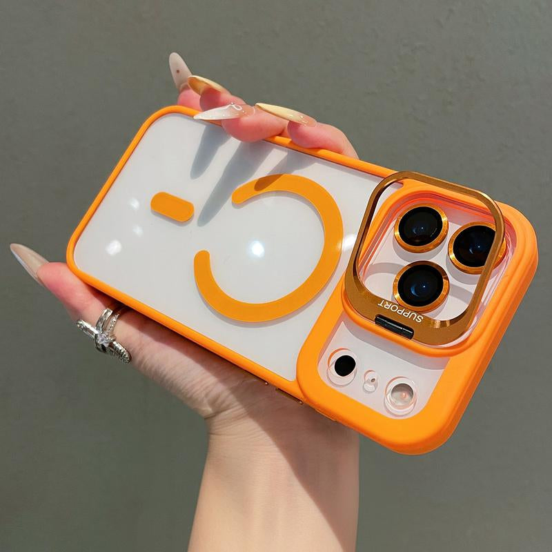 For Apple Iphone 17 16 15 14 13 12 Max plus Pro Magnetic Mobile Phone Case with Magsafe Camera Ring Holder, Military-Grade Protection, Anti-Fall, Non-Yellowing, Wireless Casing Protector Cover, Black