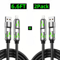 [Buy 1 Get 1 Free] 6.6Ft 4-In-1 Multi USB Charging Cable with USB A,Type C,Lightning-Max65W Fast Charging & Data Sync for Iphone16/15,Ipad Pro, Fast Charger Usb Cable 4-In-1 Fast Breathing Light -Max 1 Usb-C Data 4 1 Charging Cable